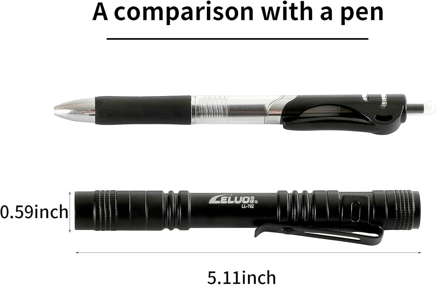 Handheld Pen Flashlight 150 Lumens Lamp Clip Mini Pen Light Small Pocket Penlight (2 Long ) (1)