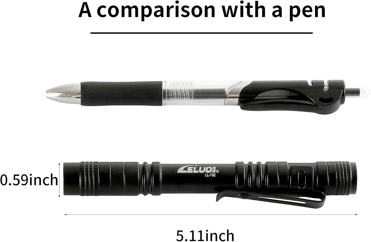 Handheld Pen Flashlight 150 Lumens Lamp Clip Mini Pen Light Small Pocket Penlight (2 Long ) (1)