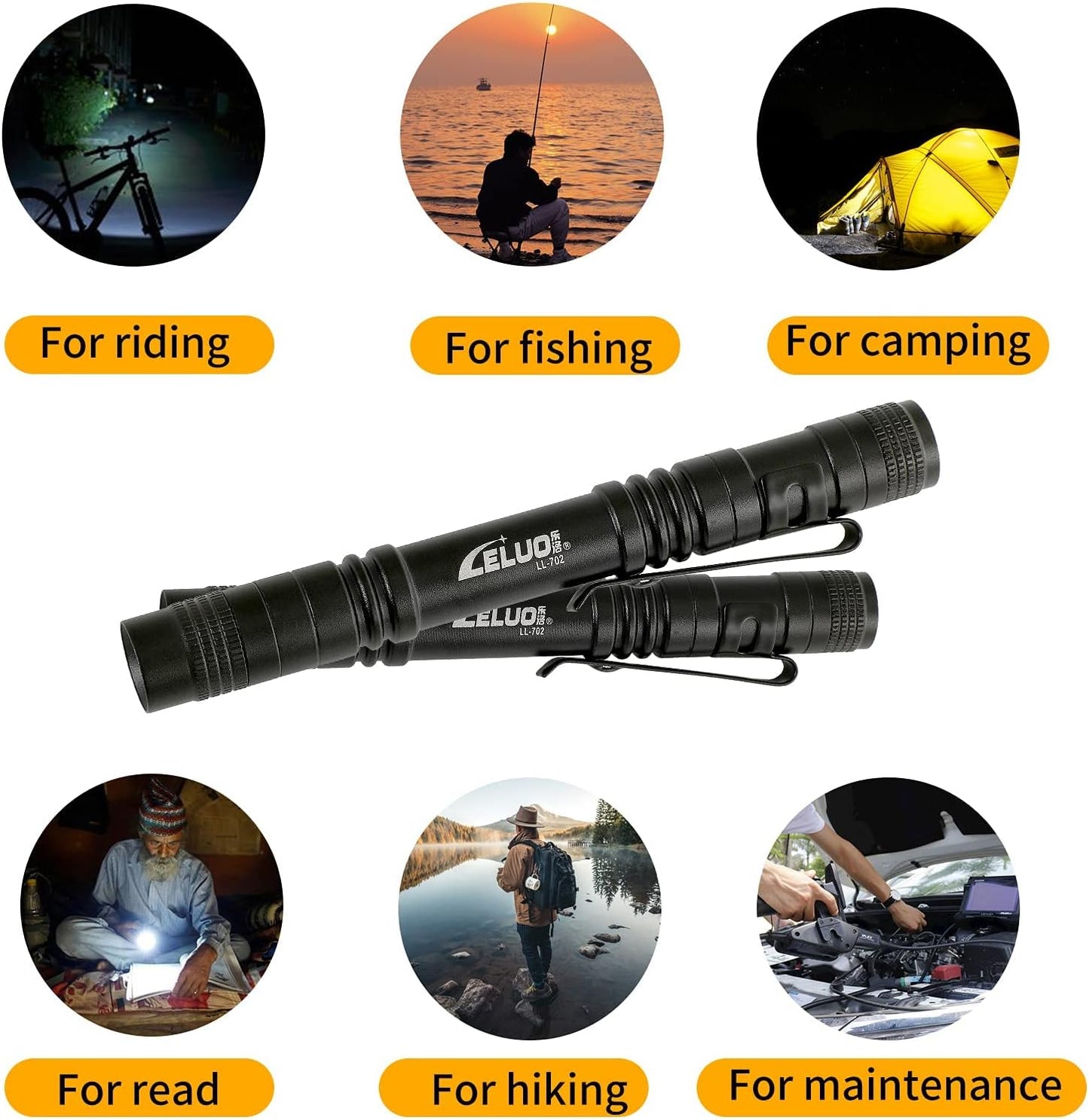 Handheld Pen Flashlight 150 Lumens Lamp Clip Mini Pen Light Small Pocket Penlight (2 Long ) (1)