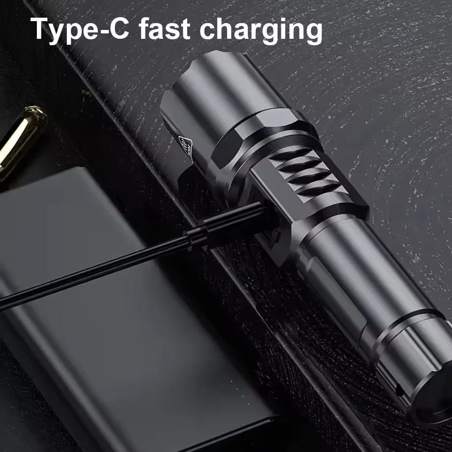 High Power Flashlight Type C Rechargeable Led Flashlight Powerful Torch Light for Camping Hiking Flash Light
