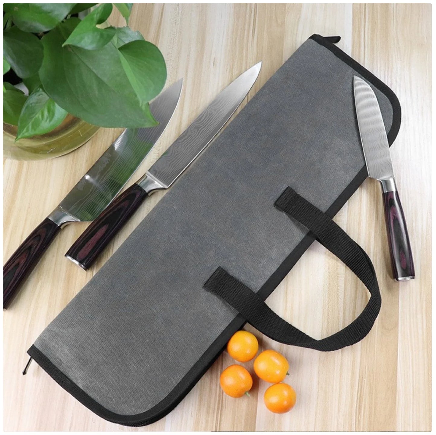 Multifunctional Oxford Cloth Chef Knife Storage Bag - Portable Zipper Knife Roll for Camping, Kitchen & Culinary Use