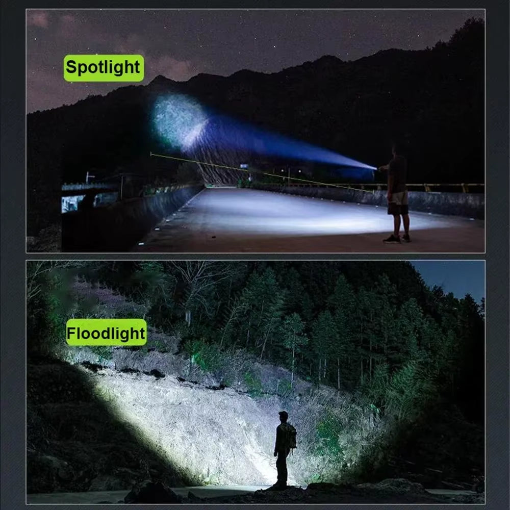 High Power Flashlight Type C Rechargeable Led Flashlight Powerful Torch Light for Camping Hiking Flash Light