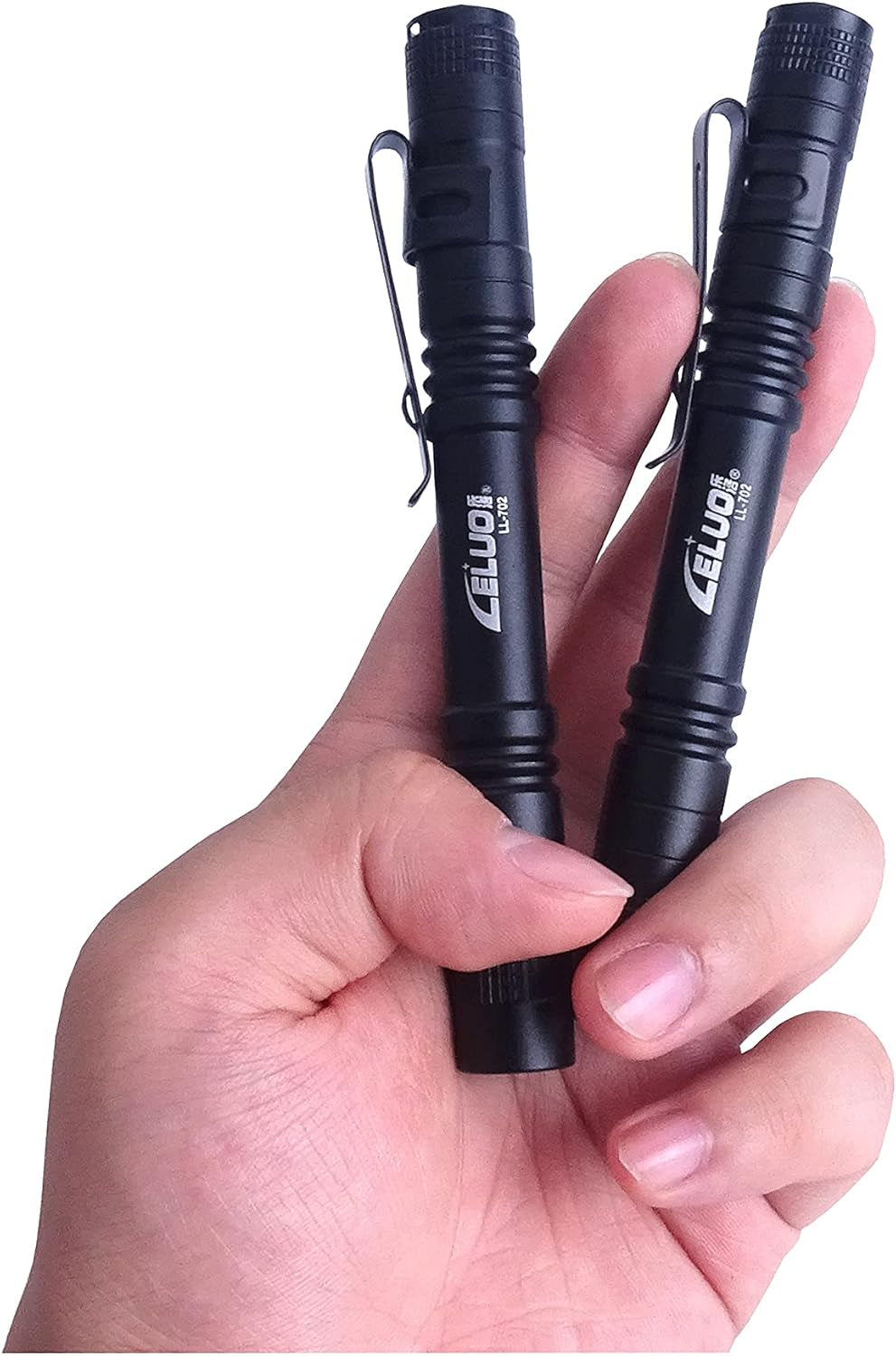 Handheld Pen Flashlight 150 Lumens Lamp Clip Mini Pen Light Small Pocket Penlight (2 Long ) (1)