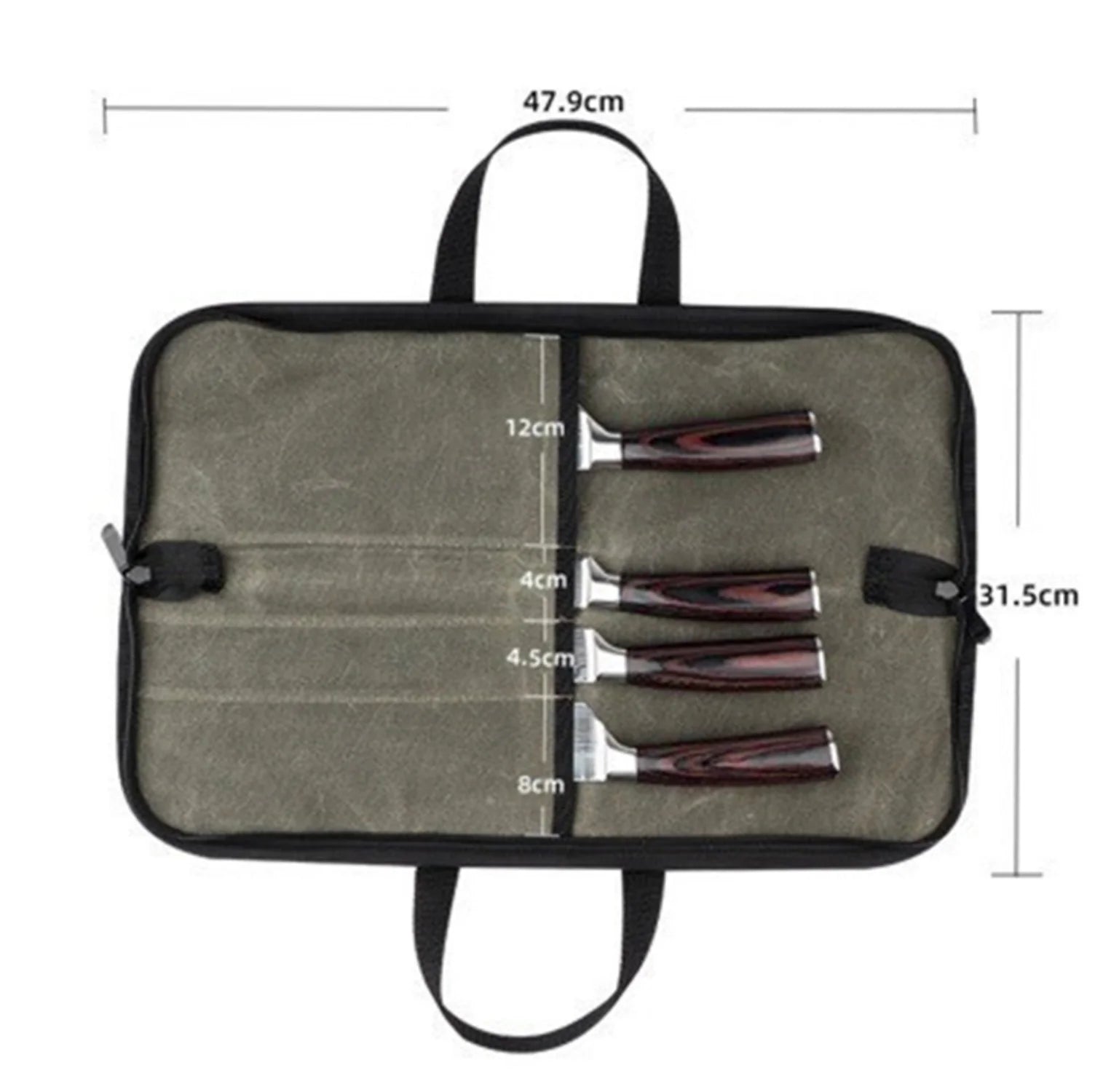 Multifunctional Oxford Cloth Chef Knife Storage Bag - Portable Zipper Knife Roll for Camping, Kitchen & Culinary Use