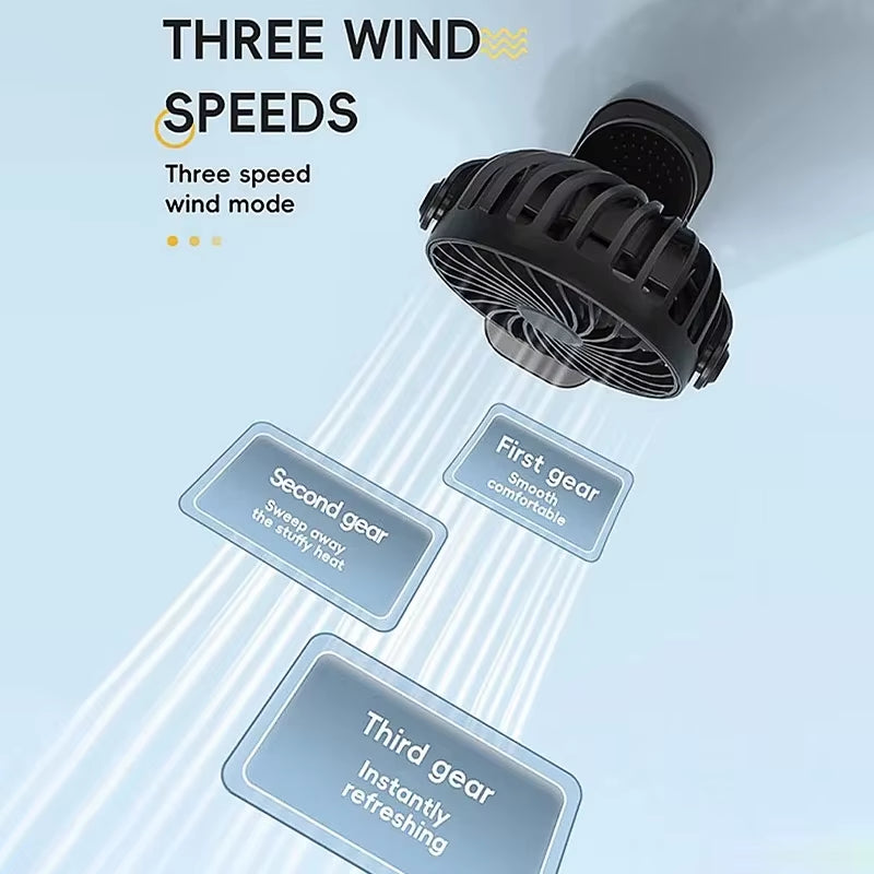 Rechargeable Portable Electric Fan 720° Rotating Hanging Clip Fan Night Light Air Cooler Outdoor Camping Small Fans Ventilador