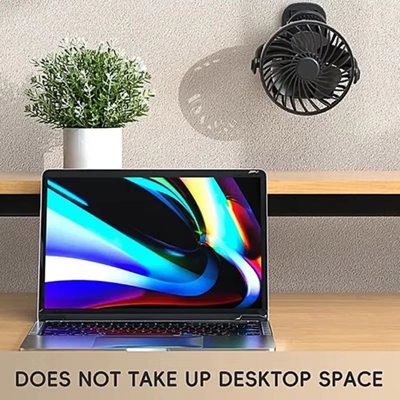 Rechargeable Portable Electric Fan 720° Rotating Hanging Clip Fan Night Light Air Cooler Outdoor Camping Small Fans Ventilador